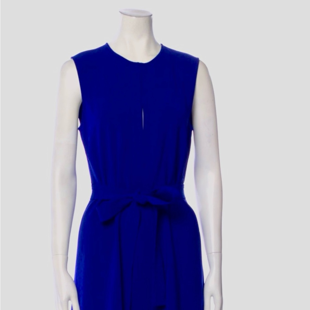 Royal blue classic Theory belted a-line dress SZ M